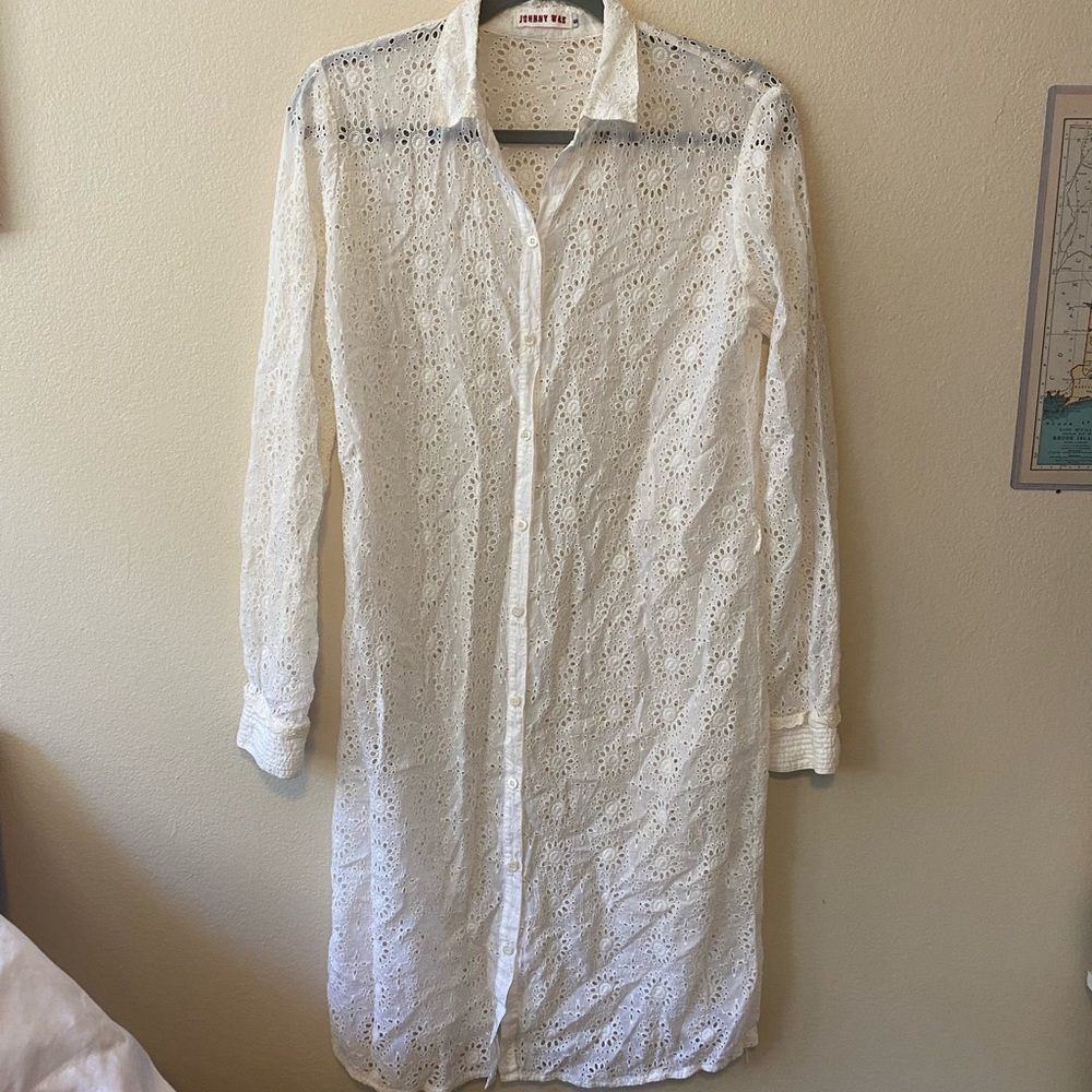 Johnny Was Cream Lace Swim Coverup